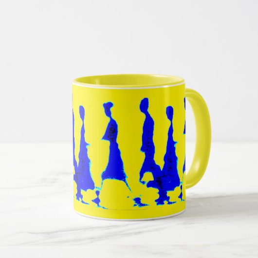 Mug青および黄色の女性 マグカップ (正面右)