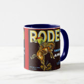 MUG~のヴィンテージのロデオのBRONCの&RIDERのAPPLEの木枠のラベル! マグカップ (正面右)