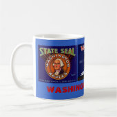 MUG~のヴィンテージのワシントン州のりんご3つの木枠のラベル! コーヒーマグカップ (左)