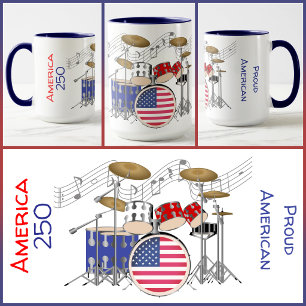MUG - アメリカ建国250年 - 赤/白/青 - ドラムキット #2 マグカップ