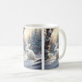Mug「エレガお洒落ンス:白うさぎマグデリ用 コーヒーマグカップ (正面右)