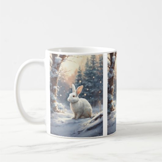 Mug「エレガお洒落ンス:白うさぎマグデリ用 コーヒーマグカップ (左)