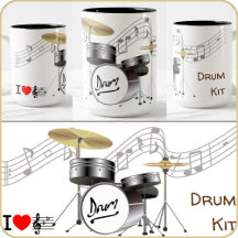 MUG – ドラムキットデザイン- Iハート音楽