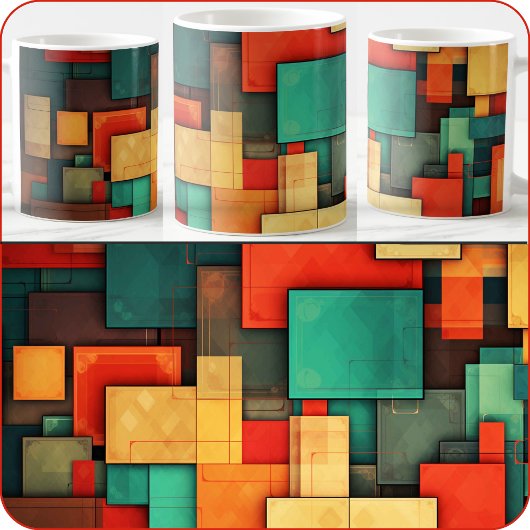 MUG - 多色のカラーブロック (前面) コーヒーマグカップ