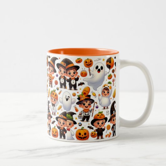 Mug 子供へ "Boo-Healy Brews: Halloweenおもしろい!" ツートーンマグカップ (右)