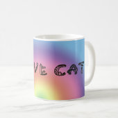 MUG – 猫文字とレインボー コーヒーマグカップ (正面右)