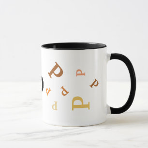 Mug -複数のオレンジと茶色の文字 マグカップ