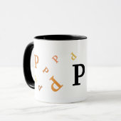Mug -複数のオレンジと茶色の文字 マグカップ (正面左)