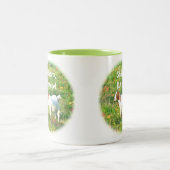 Mug「頑固だが可愛い」（ヤギの写真） ツートーンマグカップ (中央)