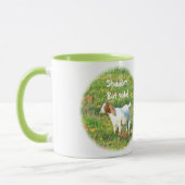 Mug「頑固だが可愛い」(ヤギの写真) マグカップ (左)