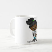 Mug -黒/アフリカ人かわいい女性博士 コーヒーマグカップ (正面左)