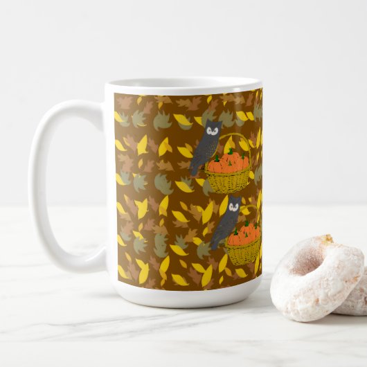 Mug à Café Hibou et Citrouilles d'Automne コーヒーマグカップ (ドーナツ)
