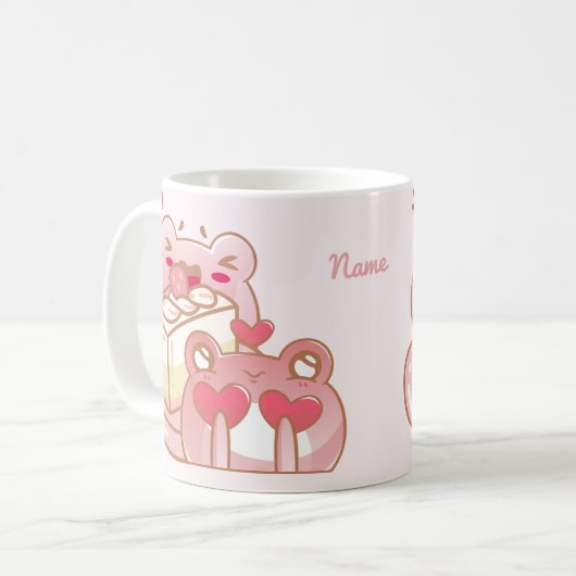 Mug adorable frogs sharing a cake コーヒーマグカップ (正面左)