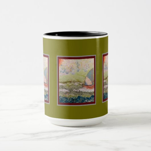 Mug - Art Deco Sailboat  マグカップ (中央)