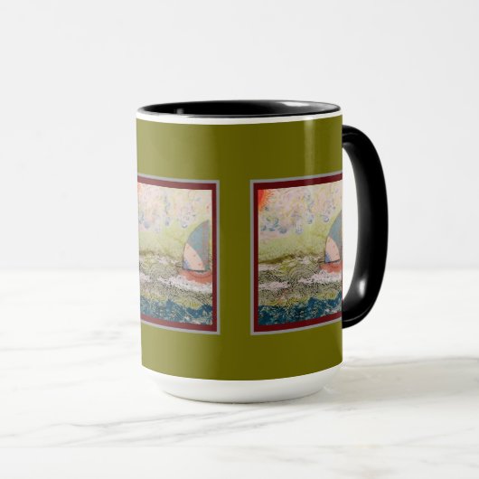 Mug - Art Deco Sailboat  マグカップ (正面右)
