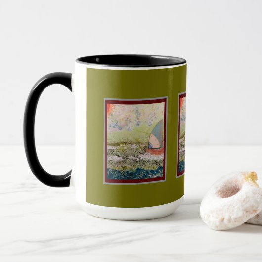Mug - Art Deco Sailboat  マグカップ (ドーナツ付き)