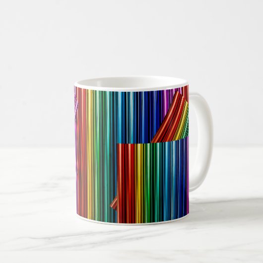 Mug au design stylisé couleurs arc en ciel. コーヒーマグカップ (正面右)