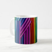 Mug au design stylisé couleurs arc en ciel. コーヒーマグカップ (正面左)