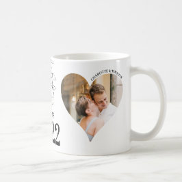 Mug avec 2 photos en forme de coeur, date, prénoms コーヒーマグカップ