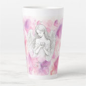 Mug avec ange et cœur – Cadeau amour éternel カフェラテマグ (正面)