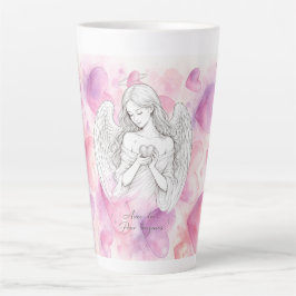 Mug avec ange et cœur – Cadeau amour éternel カフェラテマグ