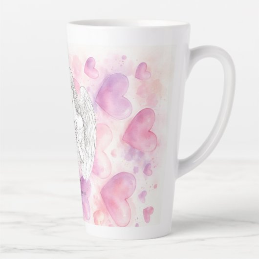 Mug avec ange et cœur – Cadeau amour éternel カフェラテマグ (右)