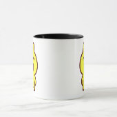 Mug avec chat dessiné en jaune. マグカップ (中央)