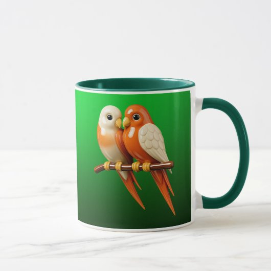 Mug avec couple d'oiseaux. マグカップ (右)