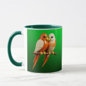 Mug avec couple d'oiseaux. マグカップ (左)