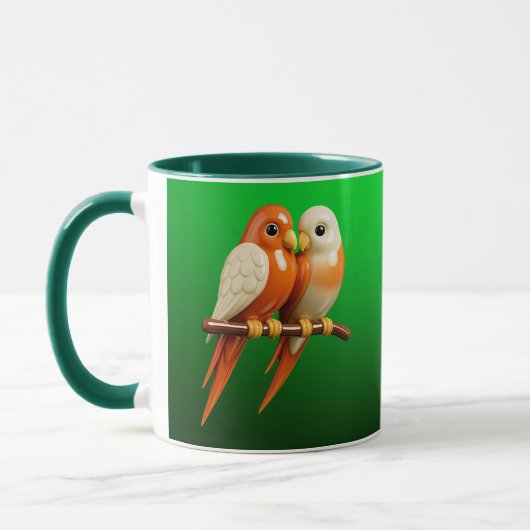Mug avec couple d'oiseaux. マグカップ (左)