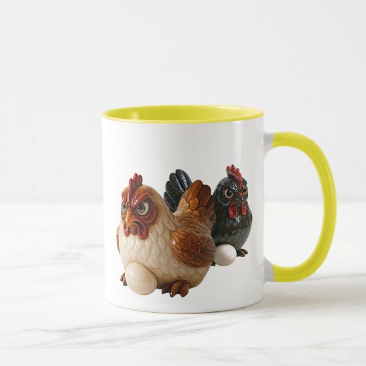 Mug avec deux poules pas trop sympas.  マグカップ (右)