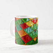 Mug avec losanges colorés aspect vitraux. コーヒーマグカップ (正面左)