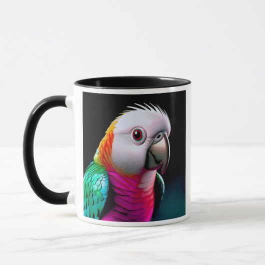 Mug avec perroquet aux belles couleurs satinées. マグカップ (左)