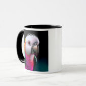 Mug avec perroquet aux belles couleurs satinées. マグカップ (正面左)