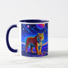 Mug avec tigre puissant sous un ciel étoilé. マグカップ