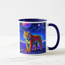 Mug avec tigre puissant sous un ciel étoilé. マグカップ