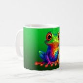 Mug avec une grenouille lumineuse. コーヒーマグカップ (正面左)
