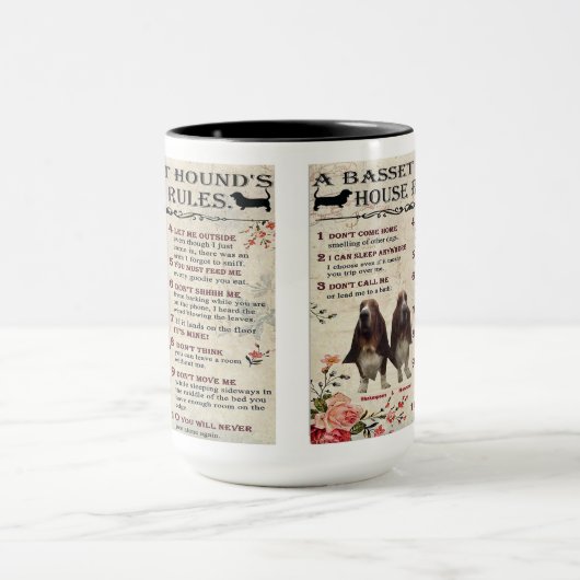 Mug Basset Hound House Rules マグカップ (中央)