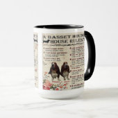 Mug Basset Hound House Rules マグカップ (正面右)