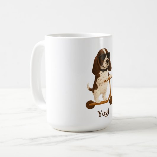 Mug Basset Hound Scooter コーヒーマグカップ (正面左)