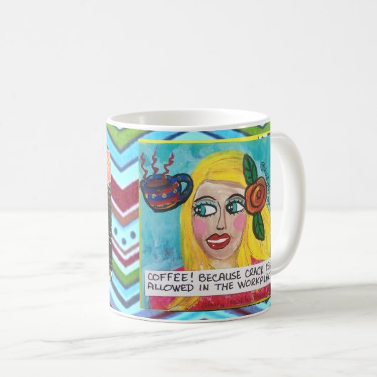 MUG-BECAUSEのひびは仕事場で許可されません コーヒーマグカップ (正面右)