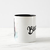 Mug black cat add own text  ツートーンマグカップ (中央)