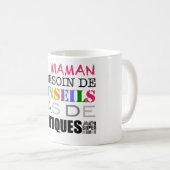 Mug blanc 325ml Moi Super Maman- Conseils コーヒーマグカップ (正面右)
