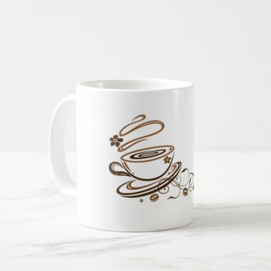 Mug Blanc avec Motif Artistique Tasse à Café et Vo コーヒーマグカップ (正面左)