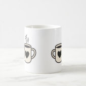 Mug Blanc Duo de Tasses Cœurs Noirs Illustration M コーヒーマグカップ (中央)