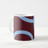 Mug – Blue Lines on Burgundy コーヒーマグカップ (正面左)