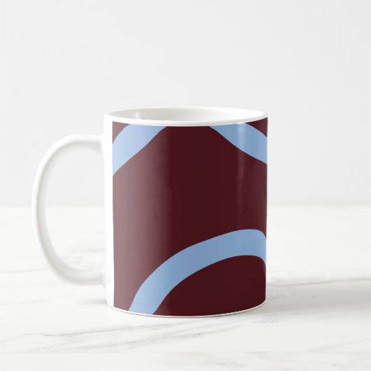 Mug – Blue Lines on Burgundy コーヒーマグカップ (左)