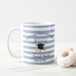 Mug Blue & White Stripe Graduate 2026  コーヒーマグカップ