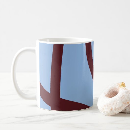Mug – Burgundy Lines on Blue コーヒーマグカップ (ドーナツ)