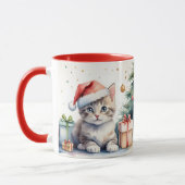 Mug Cat in Christmas mood. マグカップ (左)